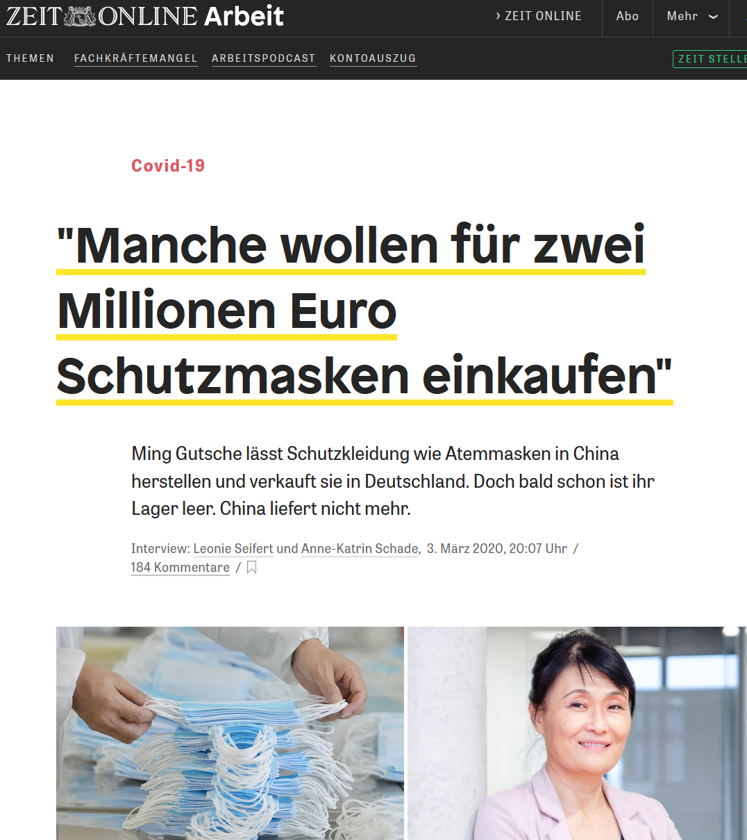 ZEIT ONLINE: Manche wollen für zwei Millionen Euro Schutzmasken einkaufen
